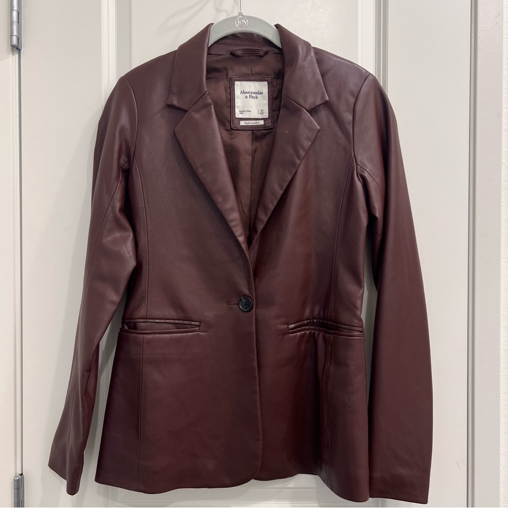 Abercrombie Brown Vegan Leather Blazer